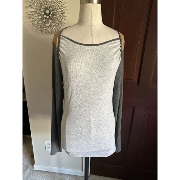 Abercrombie & Fitch NICOLEBENEFIELD colorblock L/S ribbed top Large - Picture 1 of 4